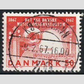 FRIM�RKER DANMARK | 1967 - AFA 452 - Dansk Musikkonservatorium 100 �r - 50 �re - Pragt Stemplet