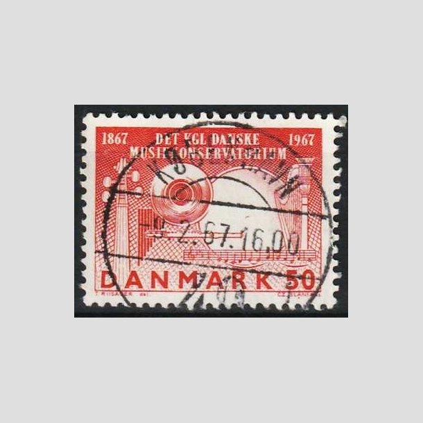 FRIMRKER DANMARK | 1967 - AFA 452 - Dansk Musikkonservatorium 100 r - 50 re - Pragt Stemplet