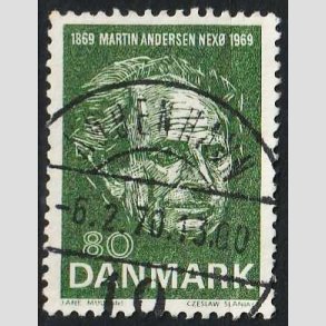 FRIM�RKER DANMARK | 1969 - AFA 485 - Martin Andersen Nex� - 80 �re gr�n - Pragt Stemplet K�benhavn