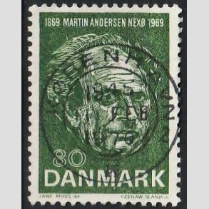 FRIM�RKER DANMARK | 1969 - AFA 485 - Martin Andersen Nex� - 80 �re gr�n - Pragt Stemplet K�benhavn
