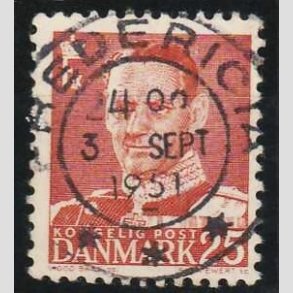 FRIMRKER DANMARK | 1950 - AFA 321 - Fr. IX 25 re rd - Lux Stemplet Fredericia