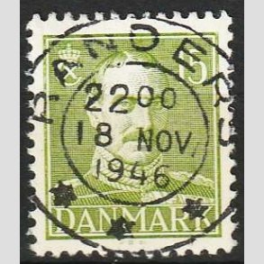 FRIMRKER DANMARK | 1942-44 - AFA 275 - Chr. X 15 re grn - Lux Stemplet Randers