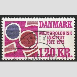 FRIM�RKER DANMARK | 1972 - AFA 523 - Meterologisk Institut 100 �r - 1,20 Kr. - Lux Stemplet 