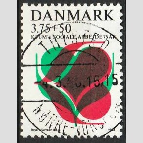 FRIMRKER DANMARK | 1993 - AFA 1052 - KFUM 75 r. - 3,75 Kr. + 50 re rd/grn/sort - Pragt Stemplet