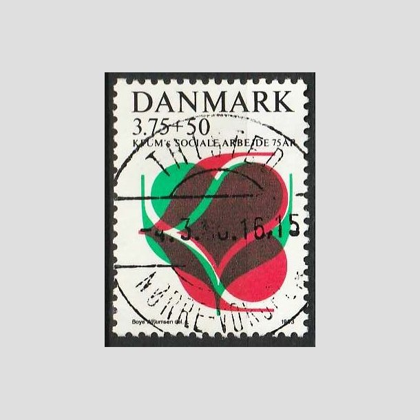 FRIMRKER DANMARK | 1993 - AFA 1052 - KFUM 75 r. - 3,75 Kr. + 50 re rd/grn/sort - Pragt Stemplet