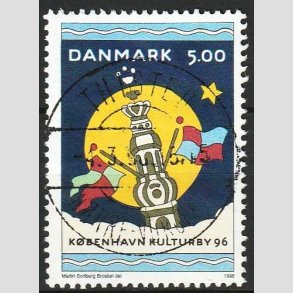 FRIM�RKER DANMARK | 1996 - AFA 1108 - K�benhavn Kulturby 96 - 5,00 Kr. flerfarvet - Pragt Stemplet