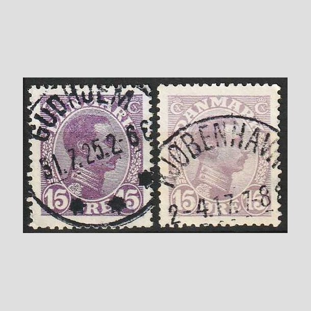 FRIMRKER DANMARK | 1913 - AFA 70,70a - Chr. X 15 re violet/Lysviolet  - Lux Stemplet