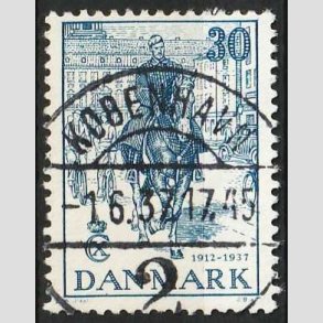 FRIMRKER DANMARK | 1937 - AFA 242 - Chr. X 25 re jubilum 30 re bl - Lux Stemplet 
