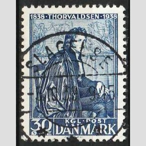 FRIMRKER DANMARK | 1938 - AFA 251 - Thorvaldsen 30 re bl - Pragt Stemplet Slagelse
