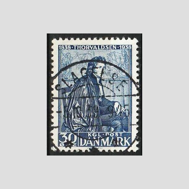 FRIMRKER DANMARK | 1938 - AFA 251 - Thorvaldsen 30 re bl - Pragt Stemplet Slagelse