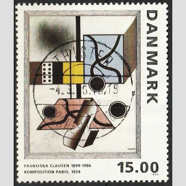 FRIMRKER DANMARK | 1993 - AFA 1058 - Maleriserie 6. - 15,00 Kr. Franciska Clausen - Pragt Stemplet