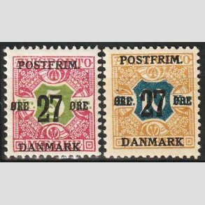 FRIMRKER DANMARK | 1918 - AFA 96,97 - 27 re/5 Kr. + 27/10 Kr. - Postfrisk