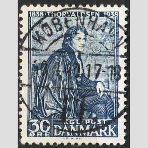 FRIM�RKER DANMARK | 1938 - AFA 251 - Thorvaldsen 30 �re bl� - Lux Stemplet