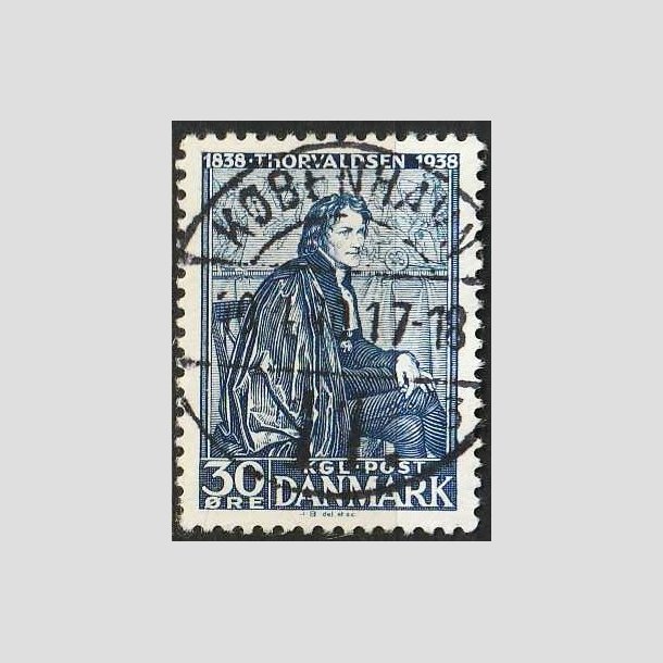 FRIMRKER DANMARK | 1938 - AFA 251 - Thorvaldsen 30 re bl - Lux Stemplet