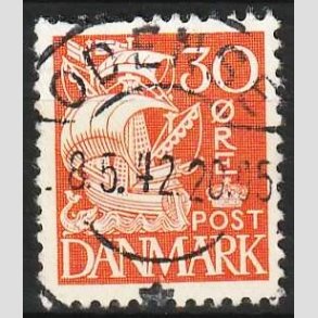 FRIM�RKER DANMARK | 1940 - AFA 259 - Karavel 30 �re orange Type II - Lux Stemplet Odense