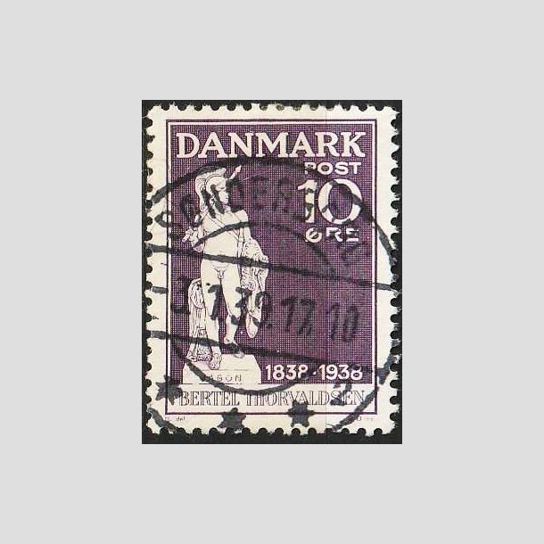 FRIMRKER DANMARK | 1938 - AFA 250 - Thorvaldsen 10 re violet - Lux Stemplet Snderborg