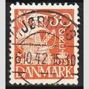 FRIM�RKER DANMARK | 1940 - AFA 259 - Karavel 30 �re orange Type II - Pragt Stemplet Hj�rring
