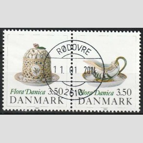 FRIMRKER DANMARK | 1990 - AFA 966-67 - Flora Danica 200 r - 3,50 Kr. i par - Pragt Stemplet