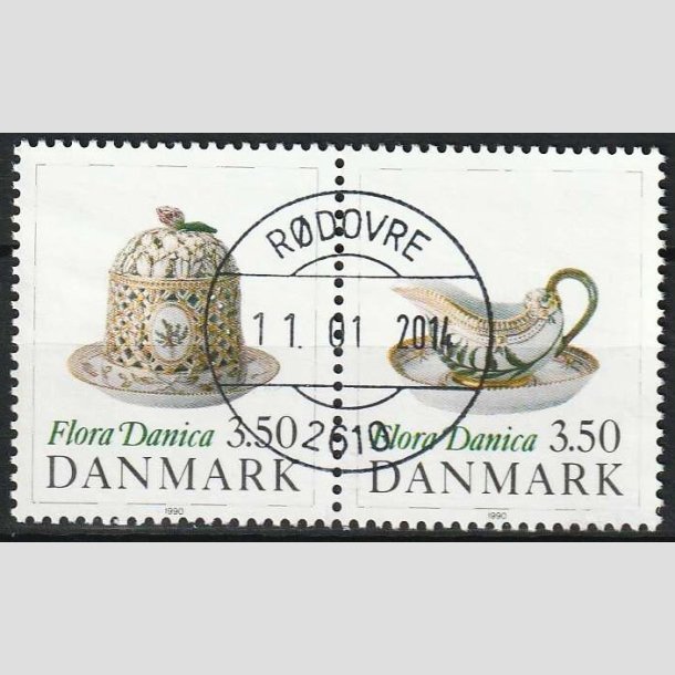 FRIMRKER DANMARK | 1990 - AFA 966-67 - Flora Danica 200 r - 3,50 Kr. i par - Pragt Stemplet