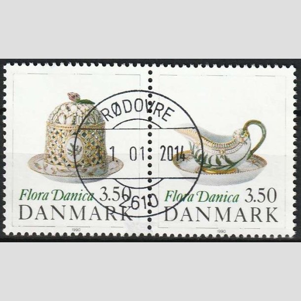 FRIMRKER DANMARK | 1990 - AFA 966-67 - Flora Danica 200 r - 3,50 Kr. i par - Pragt Stemplet