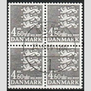 FRIMRKER DANMARK | 1988 - AFA 899 - Rigsvben - 4,60 Kr. gr i 4-BLOK - Lux Stemplet