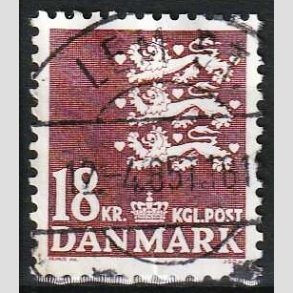 FRIMRKER DANMARK | 1985 - AFA 823 - Rigsvben 18 Kr. brun - Pragt Stemplet Lem St.