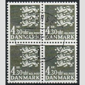 FRIMRKER DANMARK | 1984 - AFA 793 - Rigsvben 4,30 Kr. sortgrn i 4-blok - Pragt Stemplet Odense