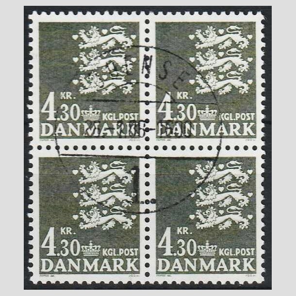 FRIMRKER DANMARK | 1984 - AFA 793 - Rigsvben 4,30 Kr. sortgrn i 4-blok - Pragt Stemplet Odense