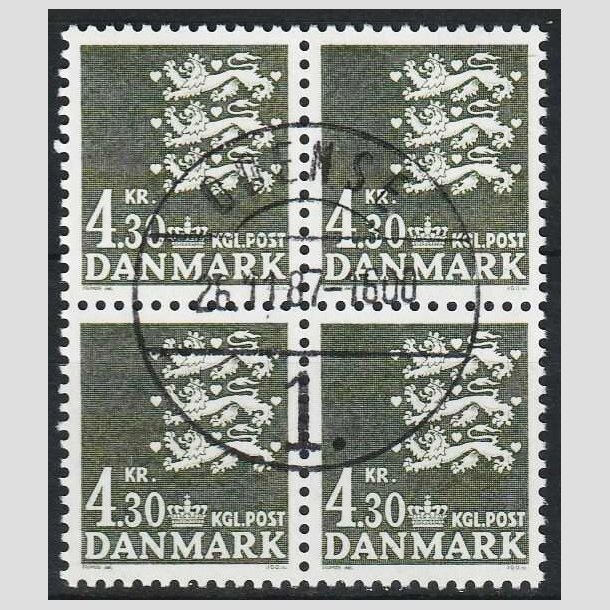 FRIMRKER DANMARK | 1984 - AFA 793 - Rigsvben 4,30 Kr. sortgrn i 4-blok - Pragt Stemplet Odense