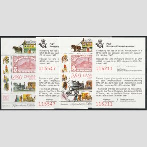 FRIM�RKER DANMARK | 1987 - AFA 889+889 - Hafnia 87 - 2,80 Kr. Miniark + indgangsbilletter 