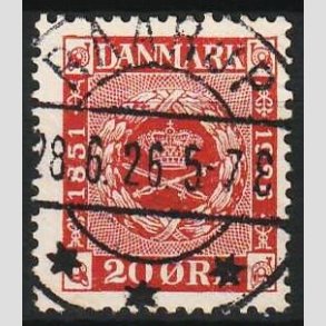 FRIM�RKER DANMARK | 1926 - AFA 155 - Frim�rkets 75 �rs jubil�um 20 �re r�d - Lux Stemplet Raarup