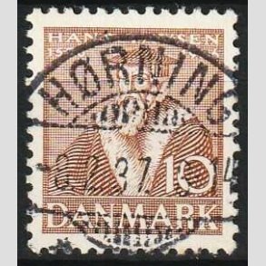 FRIM�RKER DANMARK | 1936 - AFA 231 - Reformationen 10 �re brun - Lux Stemplet H�rning