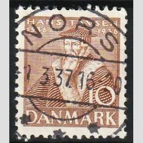 FRIM�RKER DANMARK | 1936 - AFA 231 - Reformationen 10 �re brun - Lux Stemplet Nors