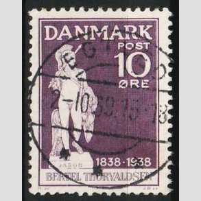 FRIM�RKER DANMARK | 1938 - AFA 250 - Thorvaldsen 10 �re violet - Lux Stemplet Egtved