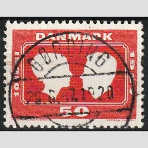 FRIM�RKER DANMARK | 1967 - AFA 458F - Kongeligt bryllup - 50 �re r�d - Pragt Stemplet G�rding