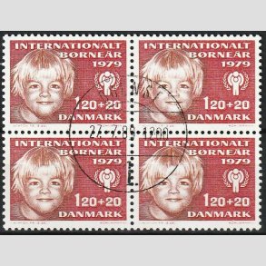 FRIMRKER DANMARK | 1979 - AFA 671 - Brner - 120 + 20 re i 4-blok - Pragt Stemplet