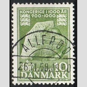 FRIMRKER DANMARK | 1953-56 - AFA 346 - Kongeriget 1000 r - 10 re grn - Pragt Stemplet Allerd