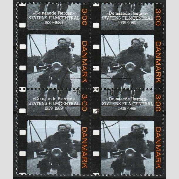 FRIMRKER DANMARK | 1989 - AFA 946 - Dansk film - 3,00 Kr. i 4-blok - Pragt Stemplet 