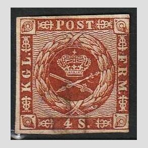 FRIMRKER DANMARK | 1858-62 - AFA 7 - 4 Skilling brun - Ubrugt med lim (Tt )