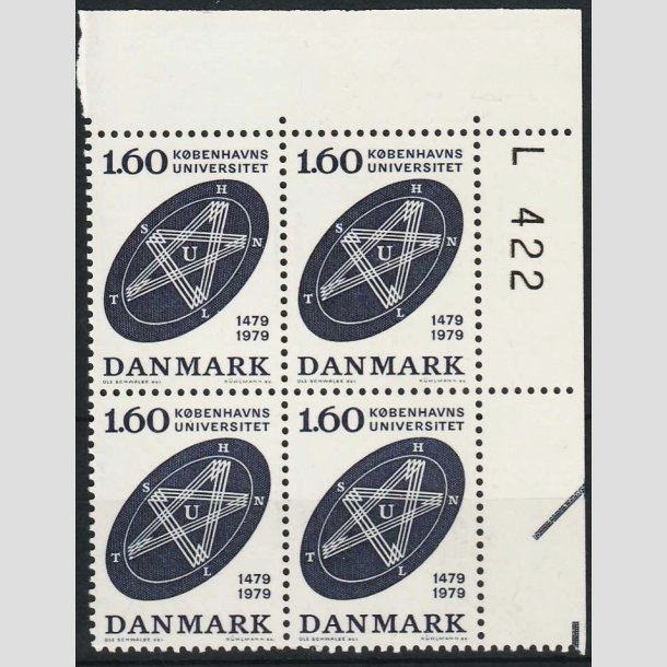 FRIMRKER DANMARK | 1979 - AFA 674 - Kbenhavns Universitet 500 r - i vre Marginal - Postfrisk