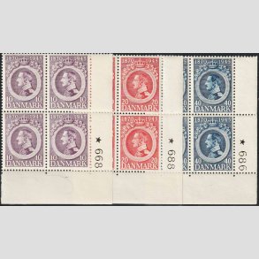 FRIMRKER DANMARK | 1945 - AFA 290-92 - Kong Christian X 75 r. - St N. M. i 4-blokke - Postfrisk