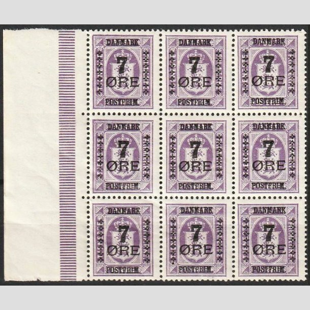 FRIMRKER DANMARK | 1926 - AFA 165 - 7/15 re violet Provisorium i 9-blok - Postfrisk