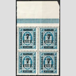 FRIMRKER DANMARK | 1926 - AFA 162 - 7/4 re bl Provisorium i 4-blok - Postfrisk