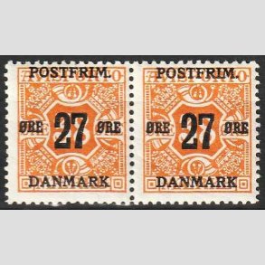 FRIMRKER DANMARK | 1918 - AFA 92 - 27 re/38 re orange i par - Postfrisk