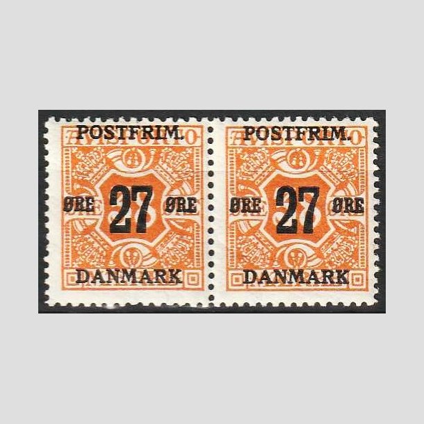 FRIMRKER DANMARK | 1918 - AFA 92 - 27 re/38 re orange i par - Postfrisk