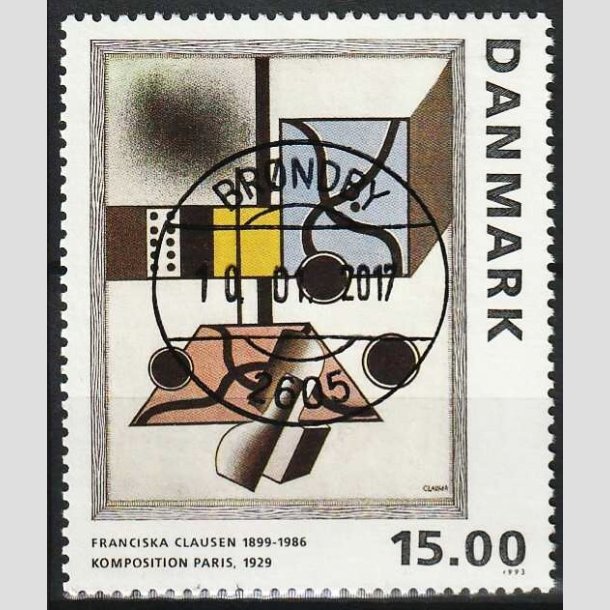 FRIMRKER DANMARK | 1993 - AFA 1058 - Maleriserie 6. - 15,00 Kr. Franciska Clausen - Lux stemplet 