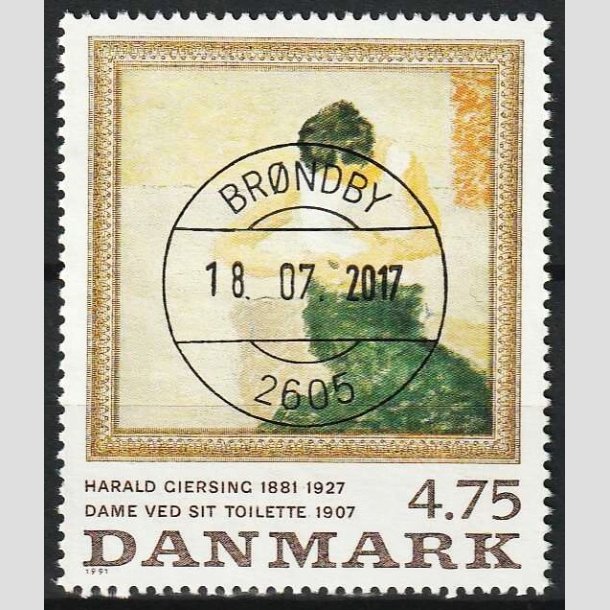 FRIMRKER DANMARK | 1991 - AFA 1005 - Harald Giersing - 4,75 Kr. flerfarvet - Pragt Stemplet Brndby