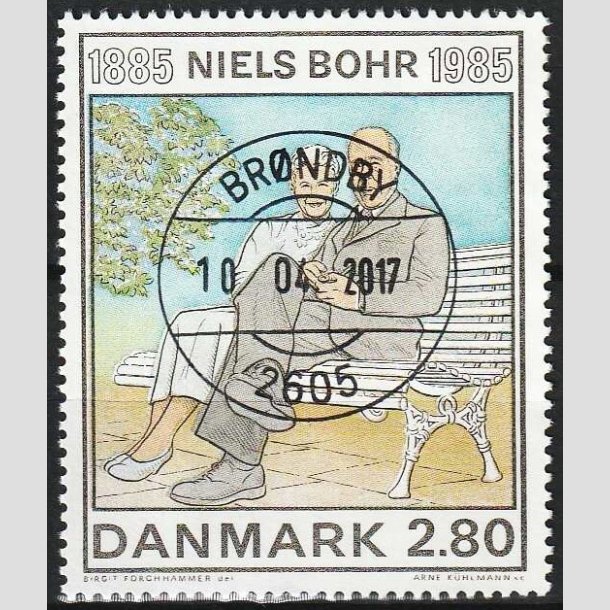 FRIMRKER DANMARK | 1985 - AFA 842 - Niels Bohr - 2,80 Kr. flerfarvet - Pragt Stemplet Brndby