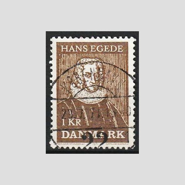 FRIMRKER DANMARK | 1971 - AFA 513 - Hans Egede - 1,00 Kr, brun - Pragt Stemplet Hjrring