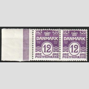 FRIMRKER DANMARK | 1926-30 - AFA 168 - Blgelinie 12 re violet i parstykke - Postfrisk